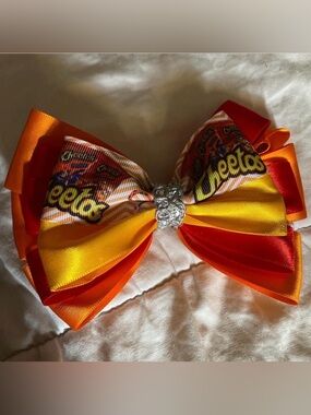Cheetos Satin Layered Hair Bow in Orange & Yellow